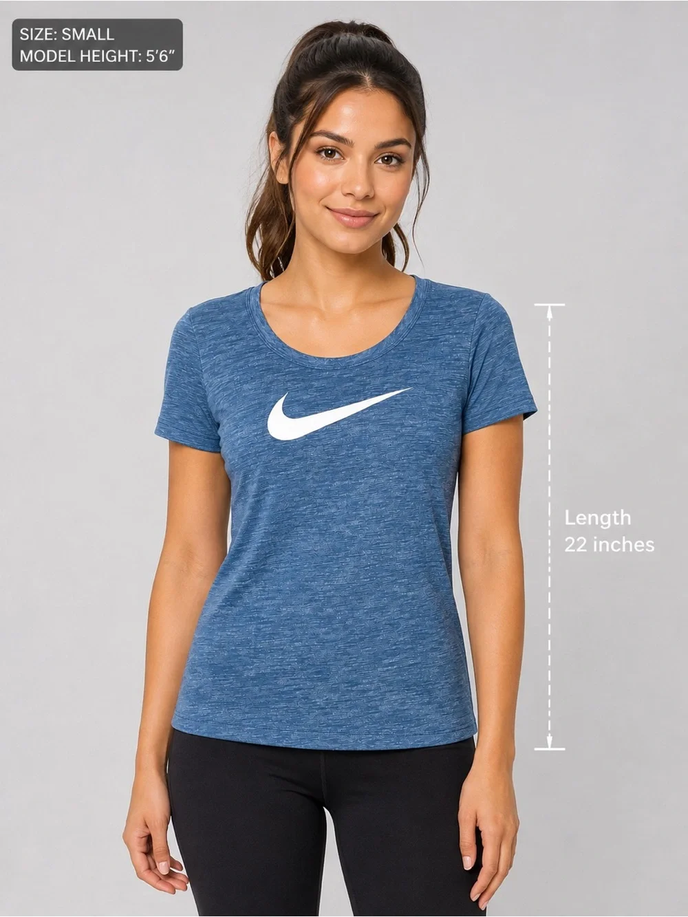 Nike Women's Dri-FIT Heather Blue Short Sleeve Athletic Performance